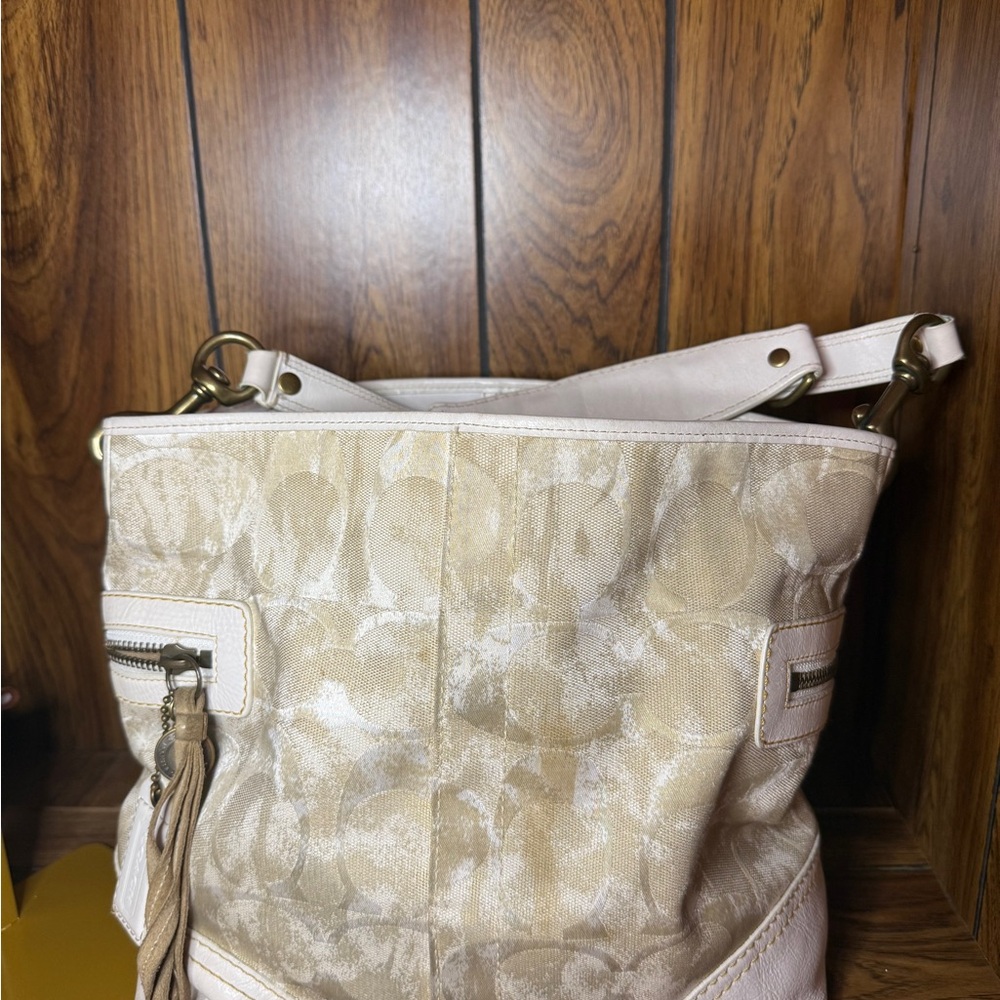 SOLD Coach Limited Edition Tie Dye Tote Elegant Cream and White Women's Bag - Picture 5 of 10